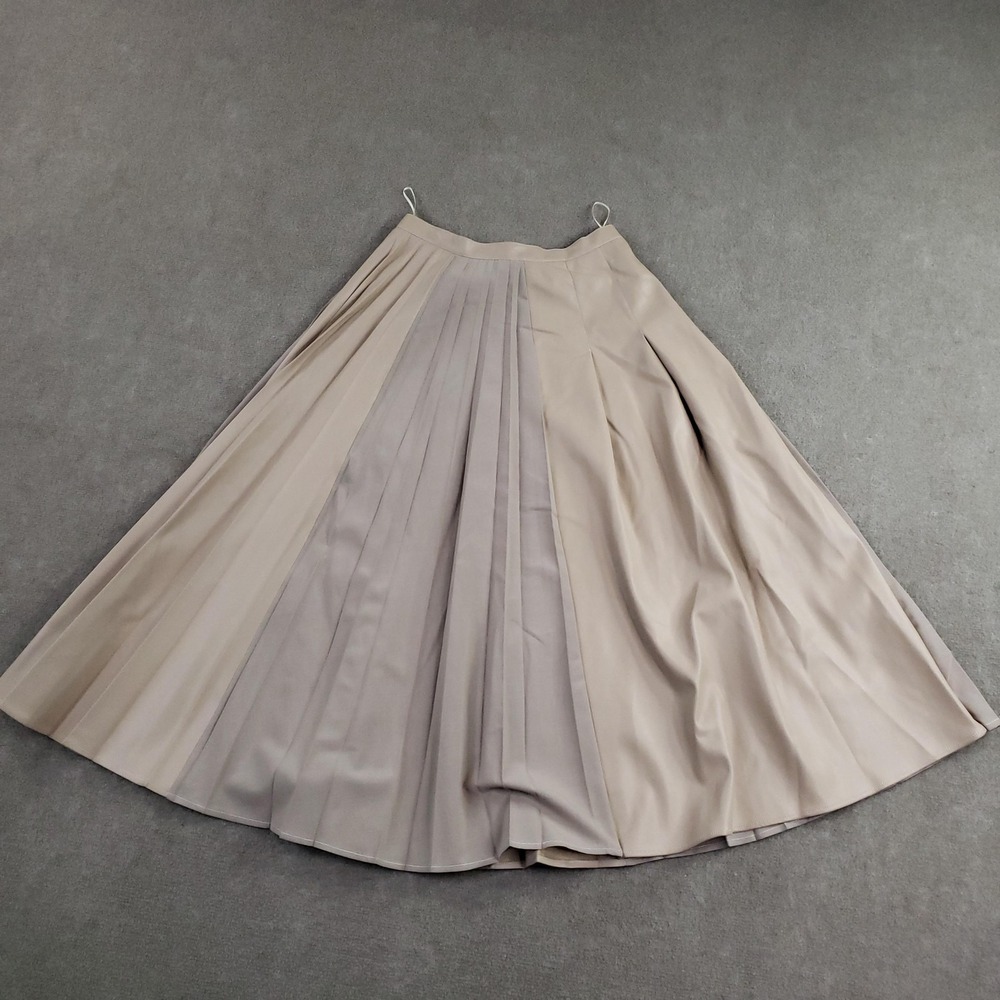SFIZIO STUDIO Skirt Womens Medium Beige Pleated Long Chiffon Zipper Italy‎